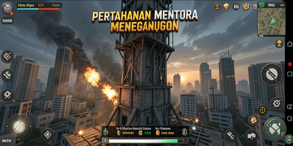 Tangkapan layar gameplay Tower Defense yang mendebarkan di 9N9N.