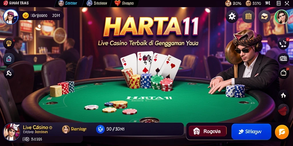 Tampilan visual HARTA11 menampilkan dealer langsung dan permainan yang mendebarkan.
