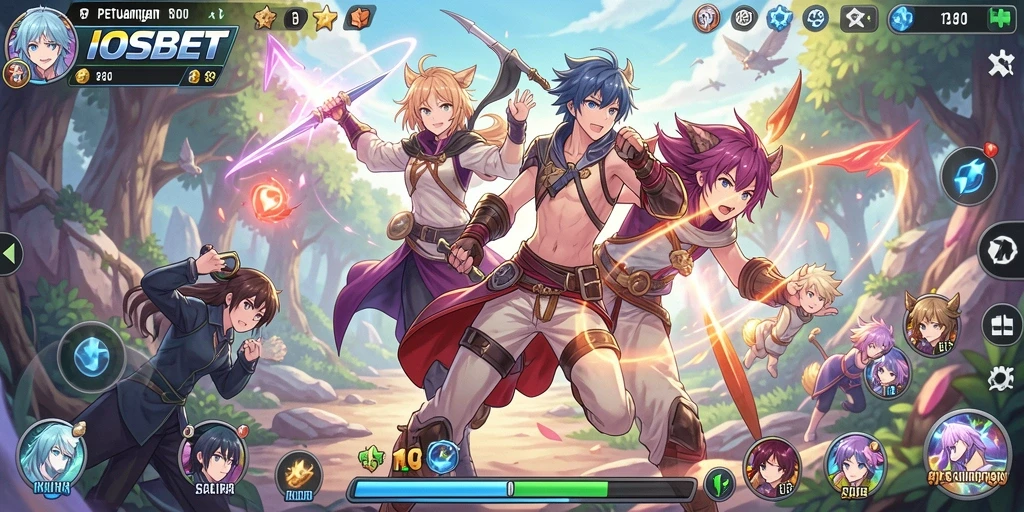 Tampilan gameplay menarik dari karakter anime dalam aksi.