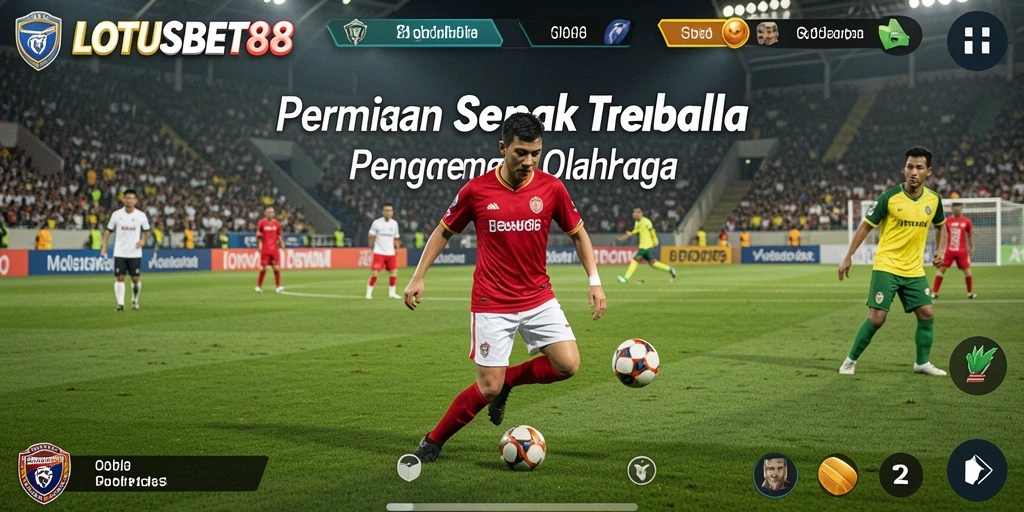 Tampilan gameplay mendebarkan dalam LOTUSBET88 dengan aksi sepak bola yang intens.