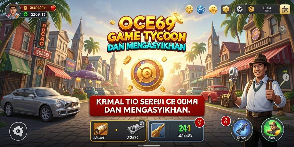 Tampilan gameplay menarik dari OCE69 dalam manajemen bisnis Tycoon.