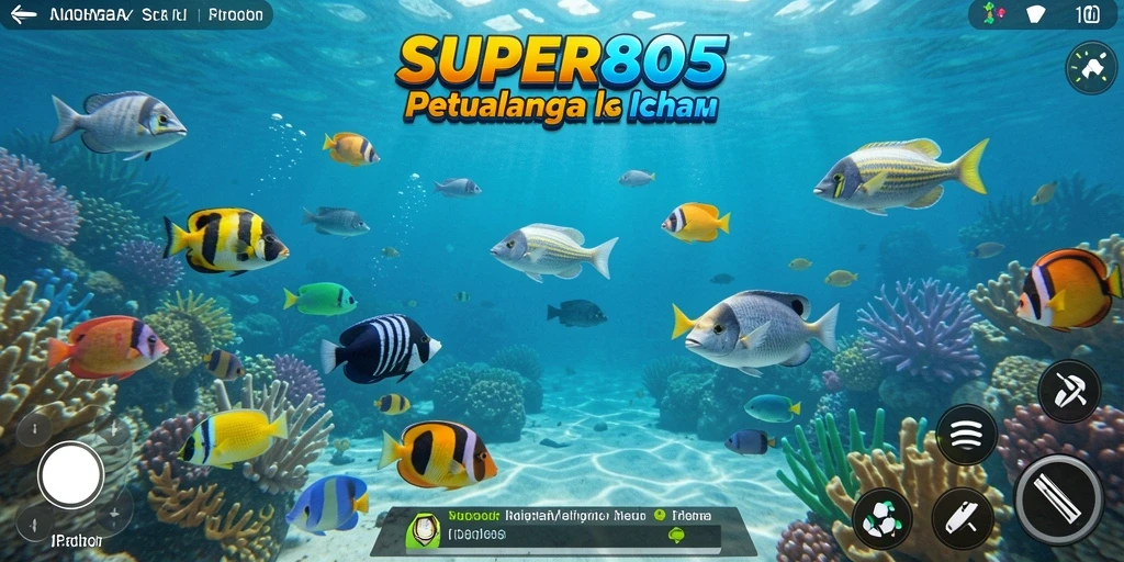 Tampilan screenshot SUPER805 menampilkan aksi menembak ikan yang seru.